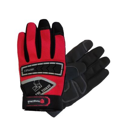 China Shock Resistance Yoke Touch Plate Synthetic Leather Gloves Work Protection Mechanical Impact Gloves for sale