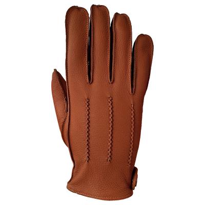 China YOKE Mens Brown Wholesale Comfortable Car Driving Winter Deer Hide Genuine Leather Gloves Custom Made for sale