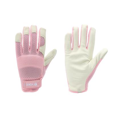 China Multifunctional Pink Garden Ladies Gloves Velcro Short Sleeve Gardening Gloves for sale