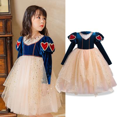 China Anti-Wrinkle Wedding Dress For Girls Children Sleeve Long Evening Prom Costume Elegant Christmas Princess Clothing for sale