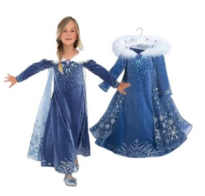 China 2021New Elsa Halloween Fancy TV&Movie Cute Cosplay Costume Dresses Long Dresses Kids Party Princess Dress For 4-10 Years for sale