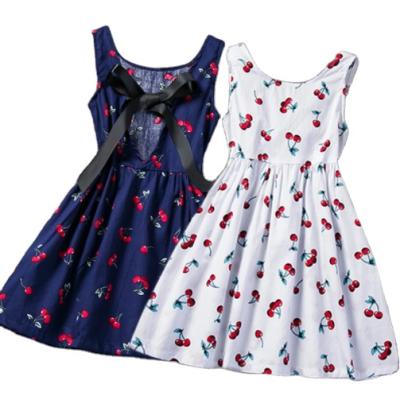 China 2021 New Summer Baby Todder Dress Cherry Printed Tutu Girls Party Sundress Kids Dress Washable Boutique Clothing 2 - 6 Years Old for sale