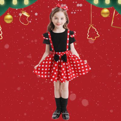 China Mini Mouse Cosplay Princess Kids New Year Birthday Party Casual Clothing Set Girls Polka Dot Dress Baby Kids Red Christmas Costume for sale