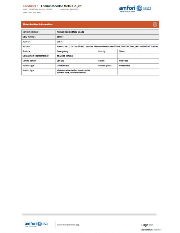 BSCI - Foshan Koodee Metal Co., Ltd.