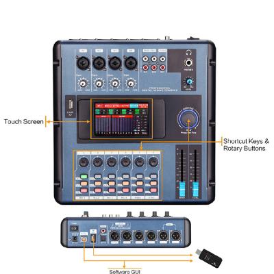 China Leicozic MD200 Mini Digital Metal Mixer Linking to PC by WIFI or USB Digital Mixing Touchable Console Screen for Bands, Concert, Parties for sale