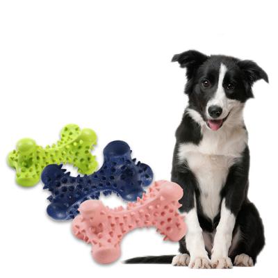 China Sustainable Ultra Durable Non-Toxic Pet Tooth Cleaning Interactive Bone Shape Toys Natural Rubber Dog Chew Toy for sale