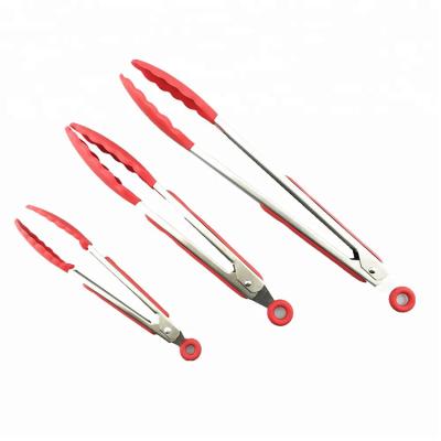 China Sustainable Silicone Cooking Tongs Locking Design BBQ Cooking Stainless Steel For Kitchenware Silicone for sale