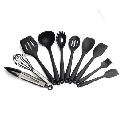 China Sustainable 10 Piece Black Can Be Customized BPA Free Soft And Safe Food Grade Silicone Cookware Set for sale