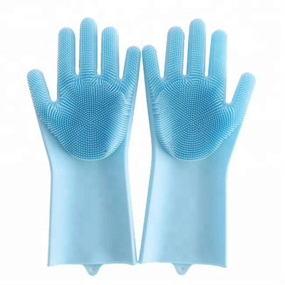 China Sustainable Dishwashing Brush Magic Mitt With Scrubber, Used For Cleaning Reusable Kitchen And Bathroom Silicone Mitt for sale