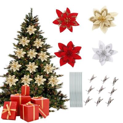 China Cloth Art High Grade Simulation Flower Christmas Decorations Three-Dimensional Christmas Tree Props for sale