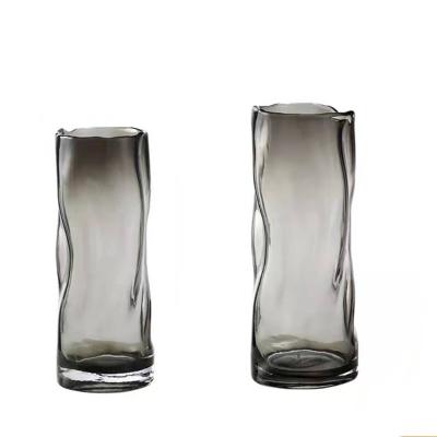 China Japandi Affordable Cost Performance Modern Japanese Style Vase Gray Glass for sale