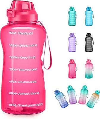 China Gallon Viable Motivational Water Bottle With Time Marker And Straw, Large Capacity BPA Free Leakproof Fitness Sports Water Jug for sale