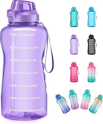 China Viable Leakproof Large Capacity BPA Free Fitness Sports Motivational Water Jug Gallon Water Bottle With Time Marker And Straw for sale