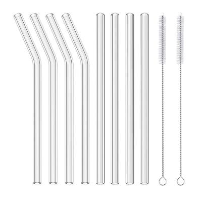 China 4 Pieces Sustainable Drinking Straws With Cleaning Brush Dishwasher Safe Reusable Glass Straws for sale