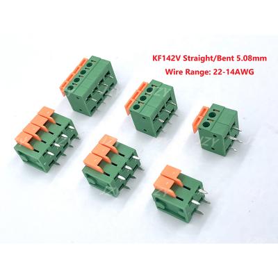 China High Quality PA66 94V-0 JZY Spring PCB Connectors Green Spliced ​​Terminal Blocks KF142V-5.08mm KF142R-5.08mm for sale