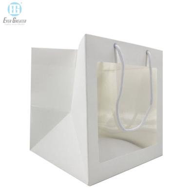 China Recycled Materials Custom High Quality White Kraft Paper Bags With Window With 25 Years Experience And ISO CERT for sale