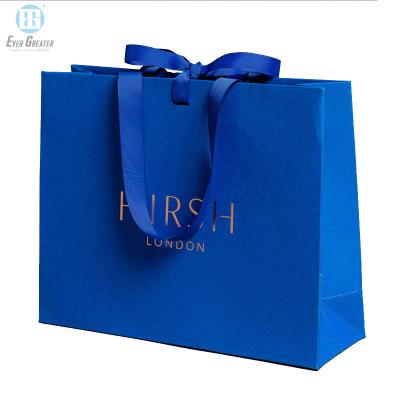 China High Quality Custom Recycled Materials Gift Shopping Paper Bag With Ribbon Handle With 25 Years Experience And ISO CERT for sale