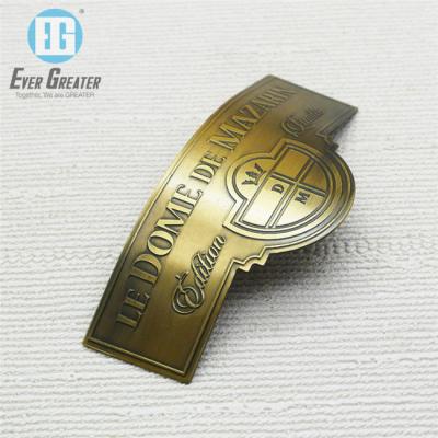 China Waterproof Custom Aluminum Wine Bottle Label Adhesive Metal Wine Label for sale