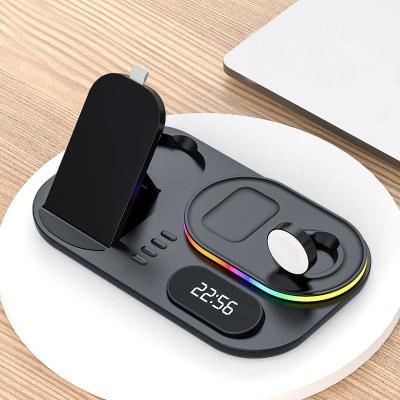 China Mobile Phone Trending Products 2023 New Arrivals 3 In 1 Fast Charging 4 In 1 Foldable Digital Pendulum 30W Portable Wireless Charger With RGB for sale