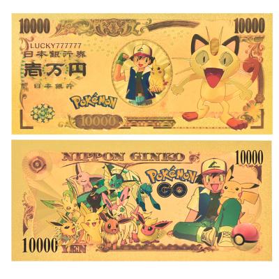 China America Style Luffy Pikachu Charizard New Products Color Gold Foil Banknotes 24K Gold Banknotes For Classic Childhood Memory Collection for sale