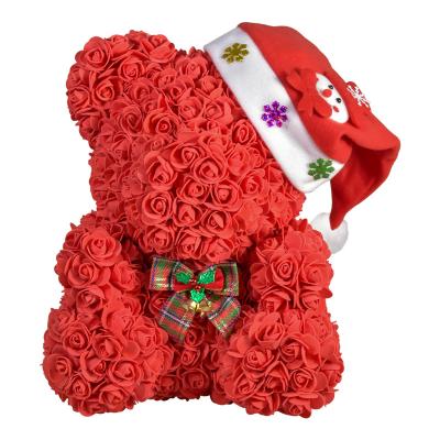 China Valentine Day Gifts Christmas Birthday Handmade and Personalized Cute Romantic Cute Hat Rose Teddy Bear Flower for sale