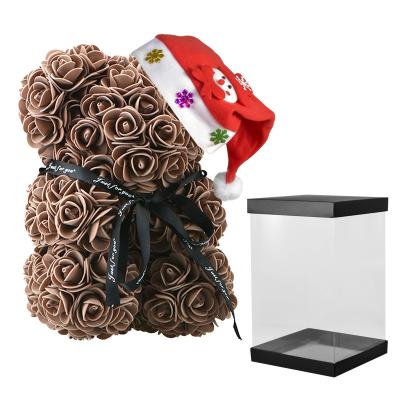 China Valentine Day Gifts Hot Seller Desktop Decorations Rose Flower Gift Box Christmas Transparent Bear Soft Durable Love Foam Bear for sale