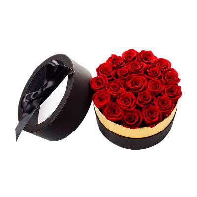 China Durable Cardboard Round Preserved Eretnal Rose Ring Box Rose In Glass Round Acrylic Gift Box For Flower for sale