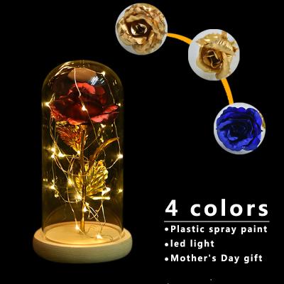 China Durable 24k Gold Foil Plated Rose Love Flower Artifical Roses In Glass Love Rose For Gift Girlfriend Gift Dome Craft for sale