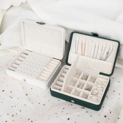 China Newest PU Travel Jewelry Organizer Case Boxes Rings Necklace Earrings Luxury Travel Jewelry Gift Packaging Boxes for sale