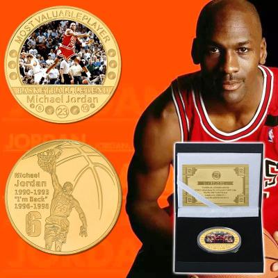 China American Hotest 2021 Michael Jordan Gold Plated Coins Collectibles Most Valuable Player Gold Metal Coins For Christmas New Year Gifts for sale