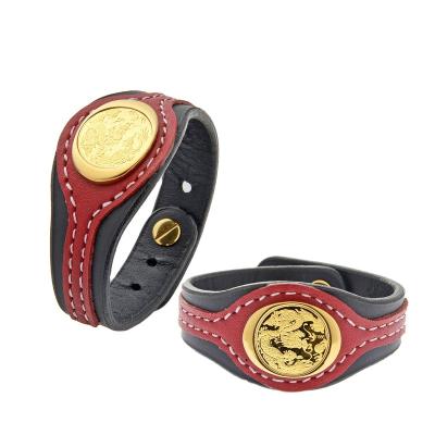 China Real Fortune Series Fashion Series Accessories 24K Gold Foil Real Cowhide Bracelet for sale