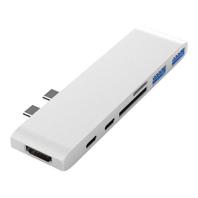 China USB Type C Docking Station 7 in 1, USB 3.0 PD Multiport Adapter Charging HDTV-Compatible Docking Station for Macbook Type-C 7 in 1 for sale