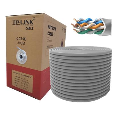 China 4 Pair 24 A.W.G. Cat5e UTP Network Cable 305m Cat 5E Unsheild Bare Copper Network Cable Communication Cable for sale