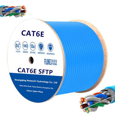 China Cat6A/CCA 23awg Pure Copper Cable SFTP Communication Cables 305m/1000ft Customized Cat 6E Shielded Network Cable for sale