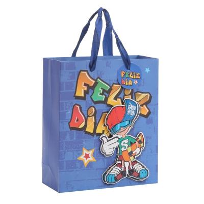 China Handmade Bag Order Kraft Paper Bag Cartoon Paper Handle Portable Shopping Bag Directly Sacola Kraft Paper for sale