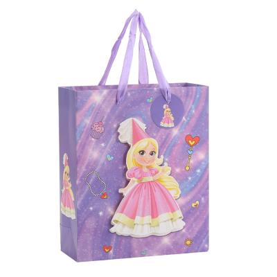 China Wholesale Handmade Sacchetto Di Carta Bags Purple Krsfft Paper Bag Kraft Paper With Ribbon Handle Craft Paper Bag for sale