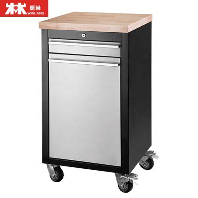 China Workplace Storage 2 Draws Metal Tool Cabinet Storage Cabinet Workbench With 4 Wheels for sale