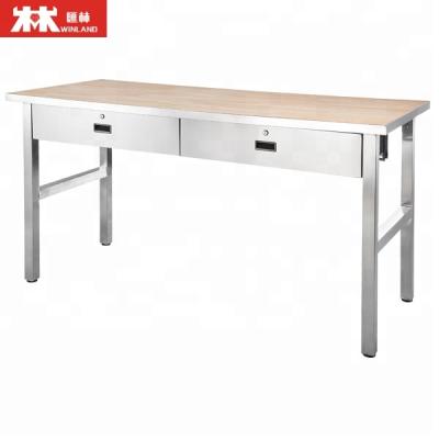 China Drawer Wood Workbench Rubber Top Timber Workbench Rubber Tool Chest for sale