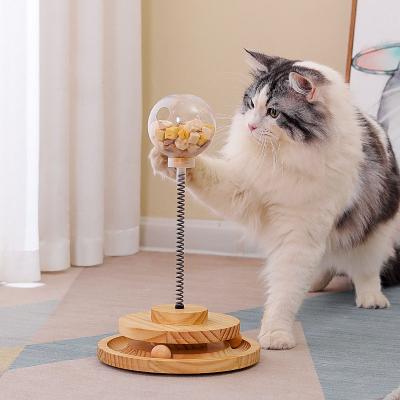 China Viable Wholesale Customization Cat Toy Cat Toy Solid Wooden Pet Cat Food Utensils Puzzle Disjoint Tumbler Food Ball for sale