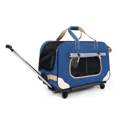 China Wholesale Modern Four Wheel Foldable Cat Pet Stroller Pet Bag Outing Dog Stroller Breathable Pet Luggage for sale