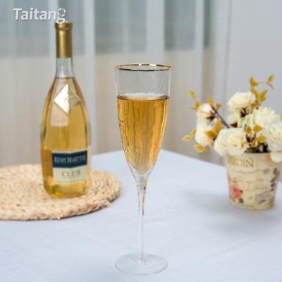 China Custom Gold Rim Champagne Flute Glass Champagne Fulte Glasses Wedding Bridal Party/Banquet/Party Gold/Home/Event for sale