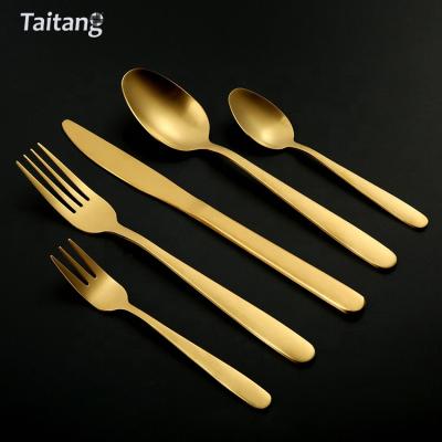 China Restaurant Hotel Wedding Flatware Sustainable Flatware Set Manufacturers Matt Gold Cutlery Set Stainless Steel for sale