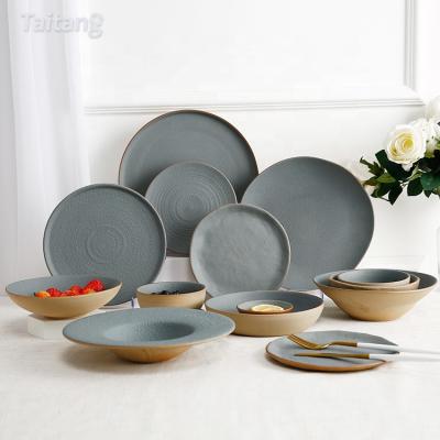 China Sustainable New Arrival Modern Japanese Style Hotel Tableware Ceramic Dinner Set Dishes for sale