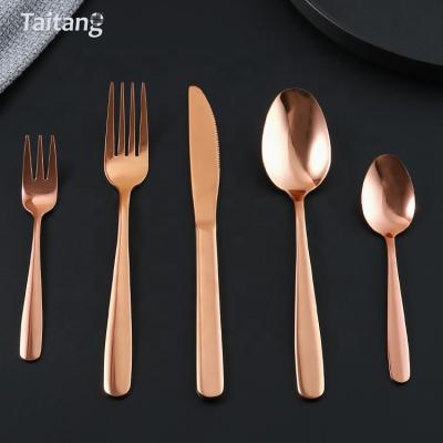 China Gold Wedding Sustainable Rose Cutlery Set Stainless Steel Flatware+Events Luxury Spoon Fork Spork Knives Sets for sale