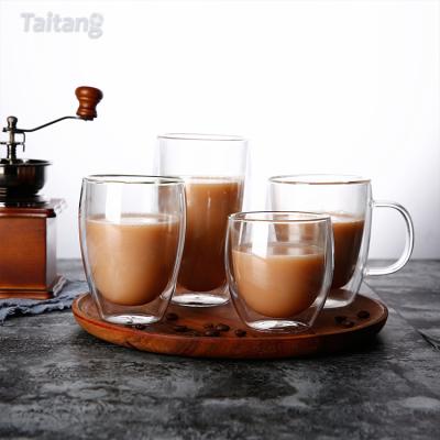 China Wholesale Stocked Insulate Thumbler Mug Drinkware Milk Beer And Coffee Mug Double Wall Glass for sale