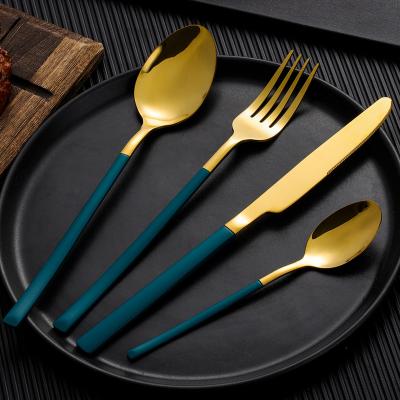 China Stainless Steel Cutlery Set Knife Fork Dinner Spoon Viable Royal Luxury Vintage Wedding Gold And Silver Thin Handle Cutlery Cake Fork for sale