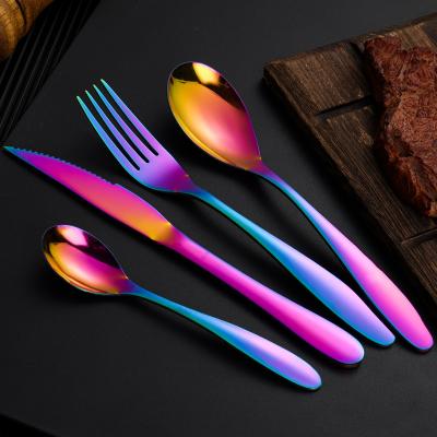 China Amazon Wholesale Stainless Steel Crank Handle Multicolor Modern Viable Teaspoon Cutlery Large Crank Cutlery Set for sale