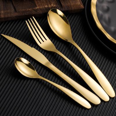 China Food Grade Stainless Steel Teaspoon Royal Viable Premium Gold Plated Rainbow Cutlery Set Dinner Spoon Durable Metal Spoon for sale