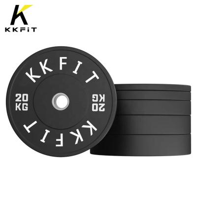 China Home Use KKFIT Wholesale High Quality Black Full Rubber Bumper Weight Bumper Plate 55LB for sale