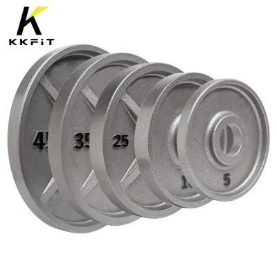 China Commercial Use KKFIT Custom cast iron standard dumbbell weight plates pounds weight lifting disc set for sale